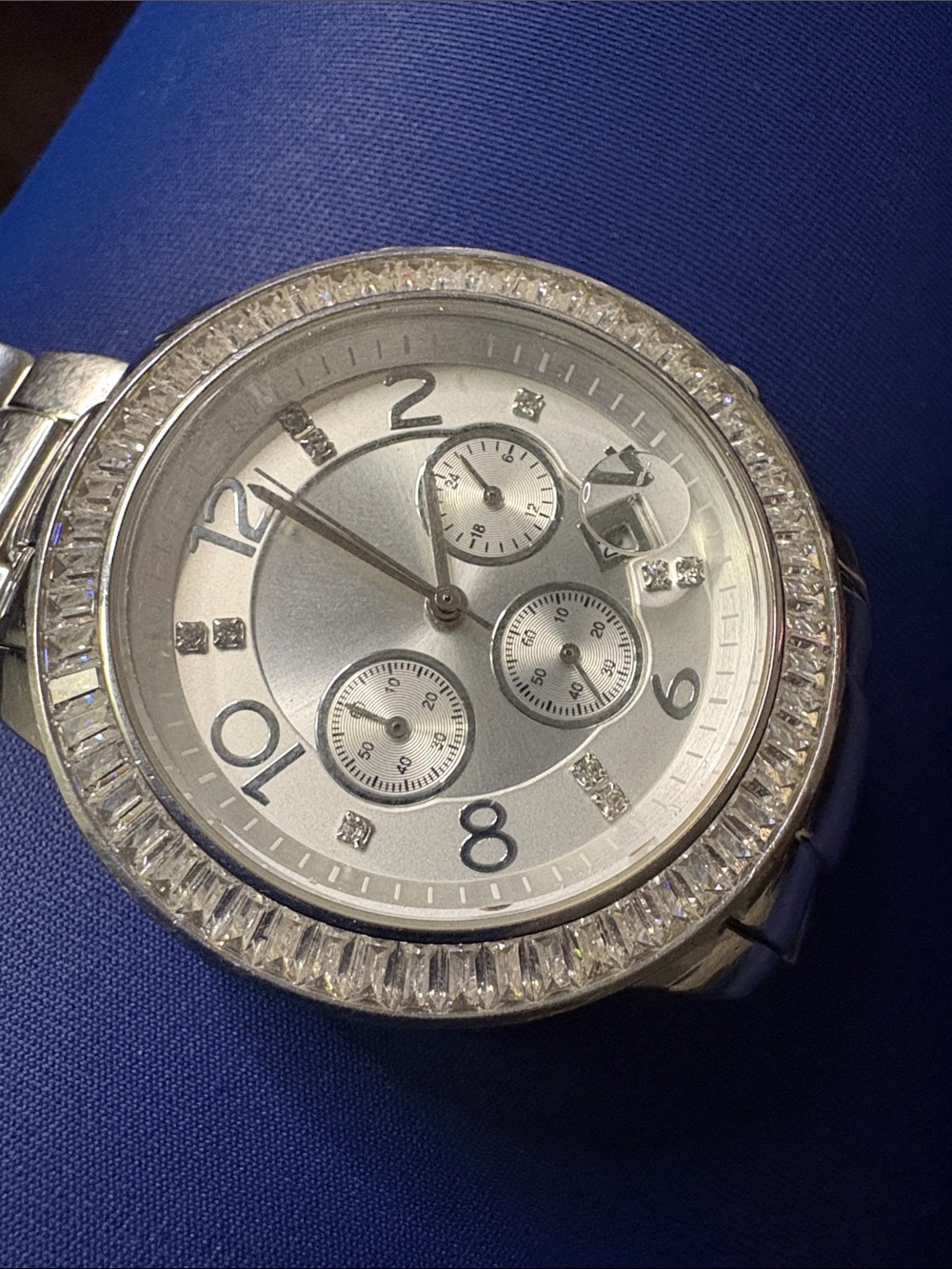 SILPADA Stainless Steel Silver CZ Baguettes Finishing Touch Watch T2956